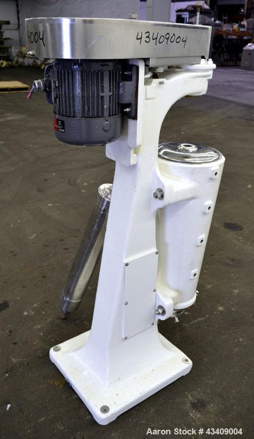 Used Sharples AS-16 Super Centrifuge. 316 stainless steel construction (product contact areas), clarifier design (liquid/solids separation), lower drag assembly, top cover (missing discharge covers),...