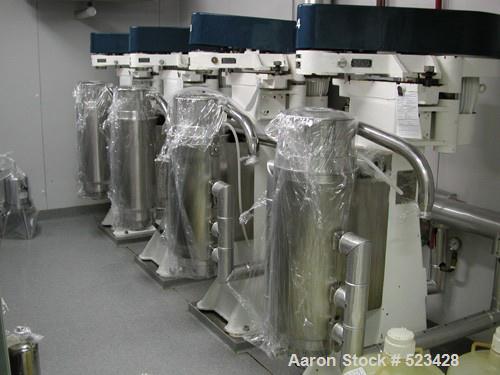 USED: Sharples model AS-26 Super Centrifuge. Stainless steel wetted parts, cooling coils, clarifier design bowl, remote mounted controls and tools. Spare bowls available. Specifications: 17,000 rpm m...