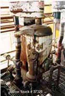 USED: Sharples AP-26 Super centrifuge, CS. Max bowl speed 15,000 rpm,pressuretite separator design w/deep sludge cover, 5 hp XP motor 220/440/3/60, belt guard & XP controls. Prior use=cottonseed oil ...