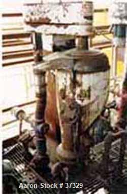 USED: Sharples ap-26 super centrifuge, carbon steel. Max bowl spd 15,000 rpm, pressuretite separator design w/deep sludge cover, 5 hp xp motor 220/ 440/3/60, belt guard & xp controls. Prior use in co...