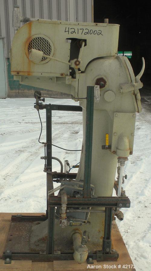 Used Sharples AE-16 Pressuretite Super Centrifuge, stainless steel bowl assembly, max bowl speed 15000 rpm, ring dam separator (liquid/liquid/solids) design bowl, three-wing accelerator, stainless st...