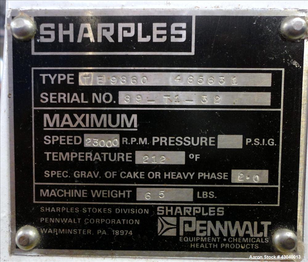 Used- Stainless Steel Sharples Super Centrifuge