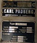 Used Stainless Steel Carl Padberg High Speed Centrifuge, Type 61G