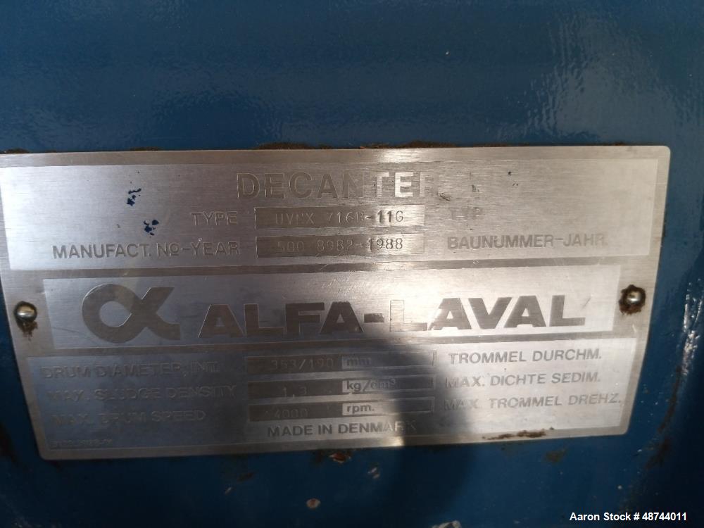 Used Alfa Laval UVNX-716B-11G Solid Bowl Tricanter Centrifuge