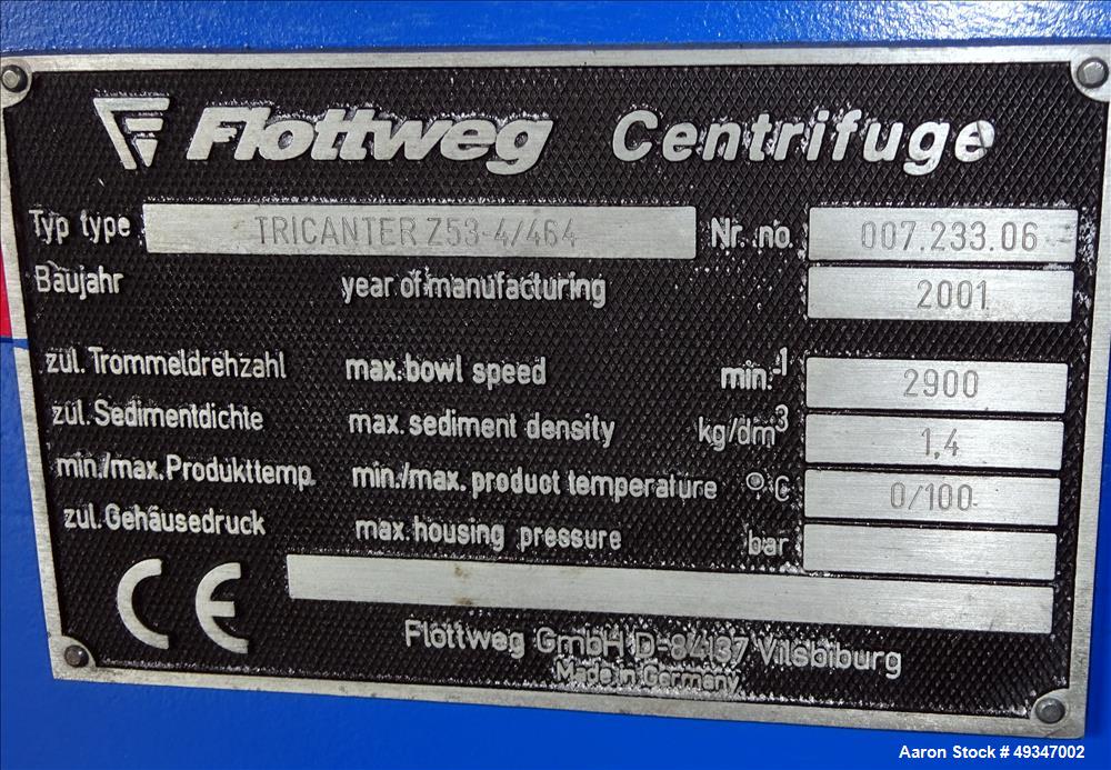 Flottweg Olive Oil Solid Bowl Tricanter Centrifuge