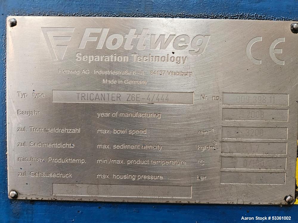 Flottweg Z6E-4/444 Solid Bowl Tricanter Centrifuge.