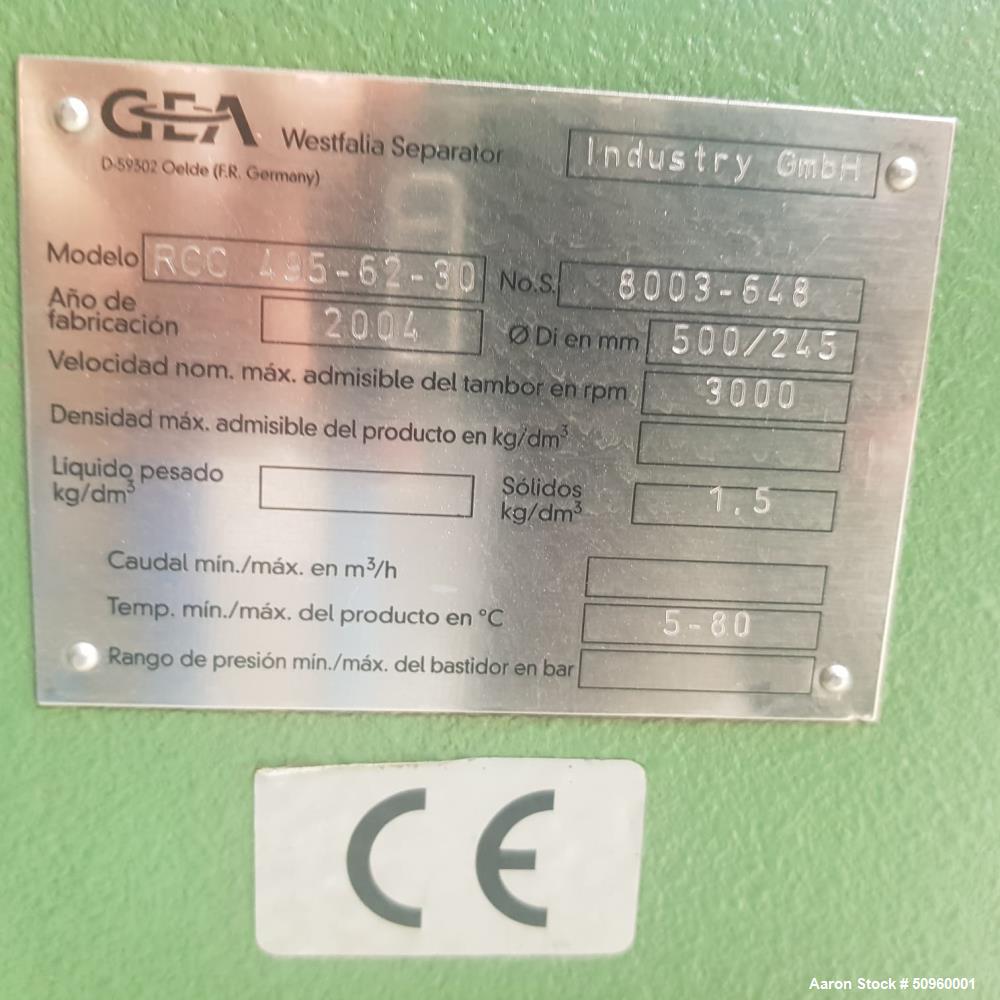 Used GEA Westfalia Solid Bowl Decanter/Tricanter Centrifuge
