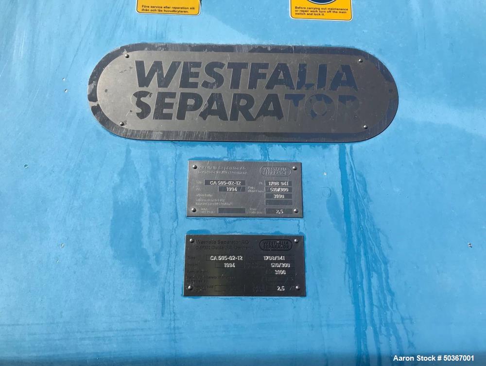Used Westfalia CA-505-02-12 Solid Bowl Tricanter Centrifuge