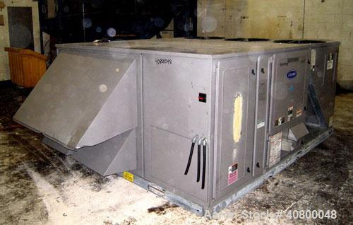 Used Carrier Centurion Ultra High Efficiency Single Package Gas Heating/Electric Cooling Commercial Rooftop Unit, Model 48PGEC16-B-10-HH. 15 tons nominal capacity, net cooling capacity 182,000 btuh. ...