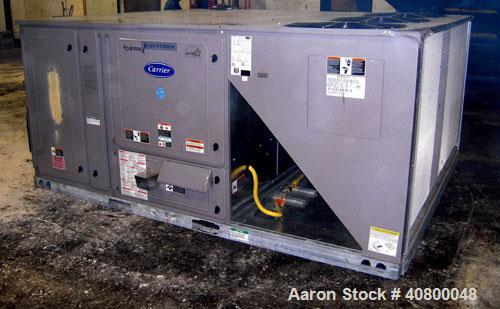 Used Carrier Centurion Ultra High Efficiency Single Package Gas Heating/Electric Cooling Commercial Rooftop Unit, Model 48PGEC16-B-10-HH. 15 tons nominal capacity, net cooling capacity 182,000 btuh. ...