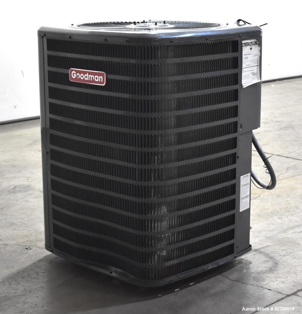 Used Goodman Model GSX130601BH Split System Air Conditioner. 13 SEER. 5 Ton capacity. 60,000 BTU. 77 dB. 1/60/208-230 Volt. 1/4HP fan motor. Compressor RLA25, R-410A, 94 ounce charge.