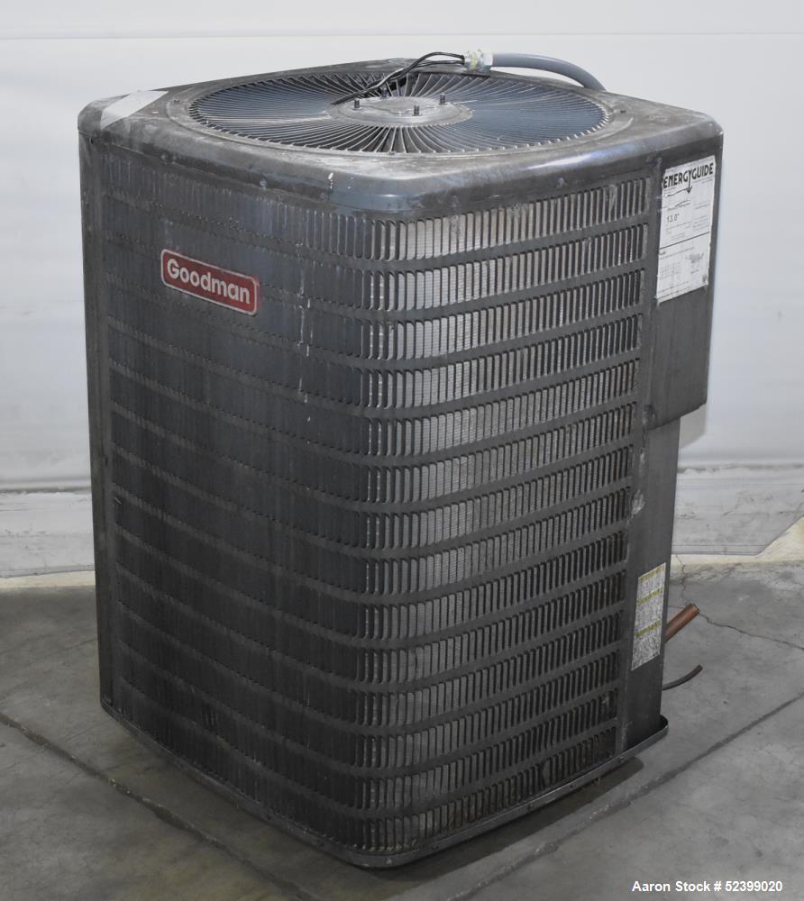 Used Goodman Model GSX130601BH Split System Air Conditioner. 13 SEER. 5 Ton capacity. 60,000 BTU. 77 dB. 1/60/208-230 Volt. 1/4HP fan motor. Compressor RLA25, R-410A, 94 ounce charge.