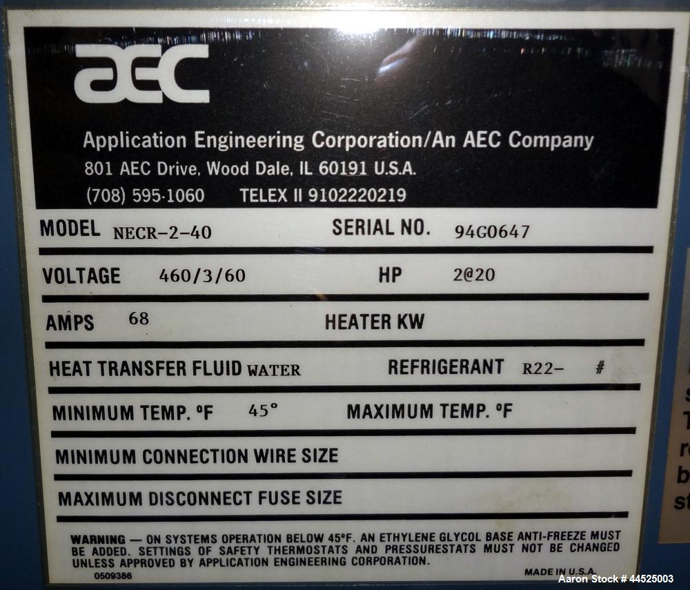 Used Series Air Cooled Central Chiller, Model NECR-2-40