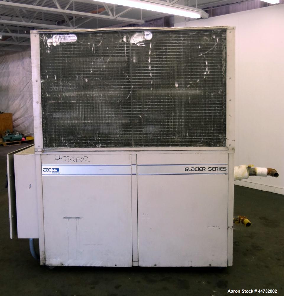 Used AEC Glacier Series Air Cooled Portable Chiller, Model NXGA-30. Cooling capacity 24.1 tons, chilled water 57.9 gallons per minute. Minimum temperature 30 degrees F, maximum temperature 65 degrees...