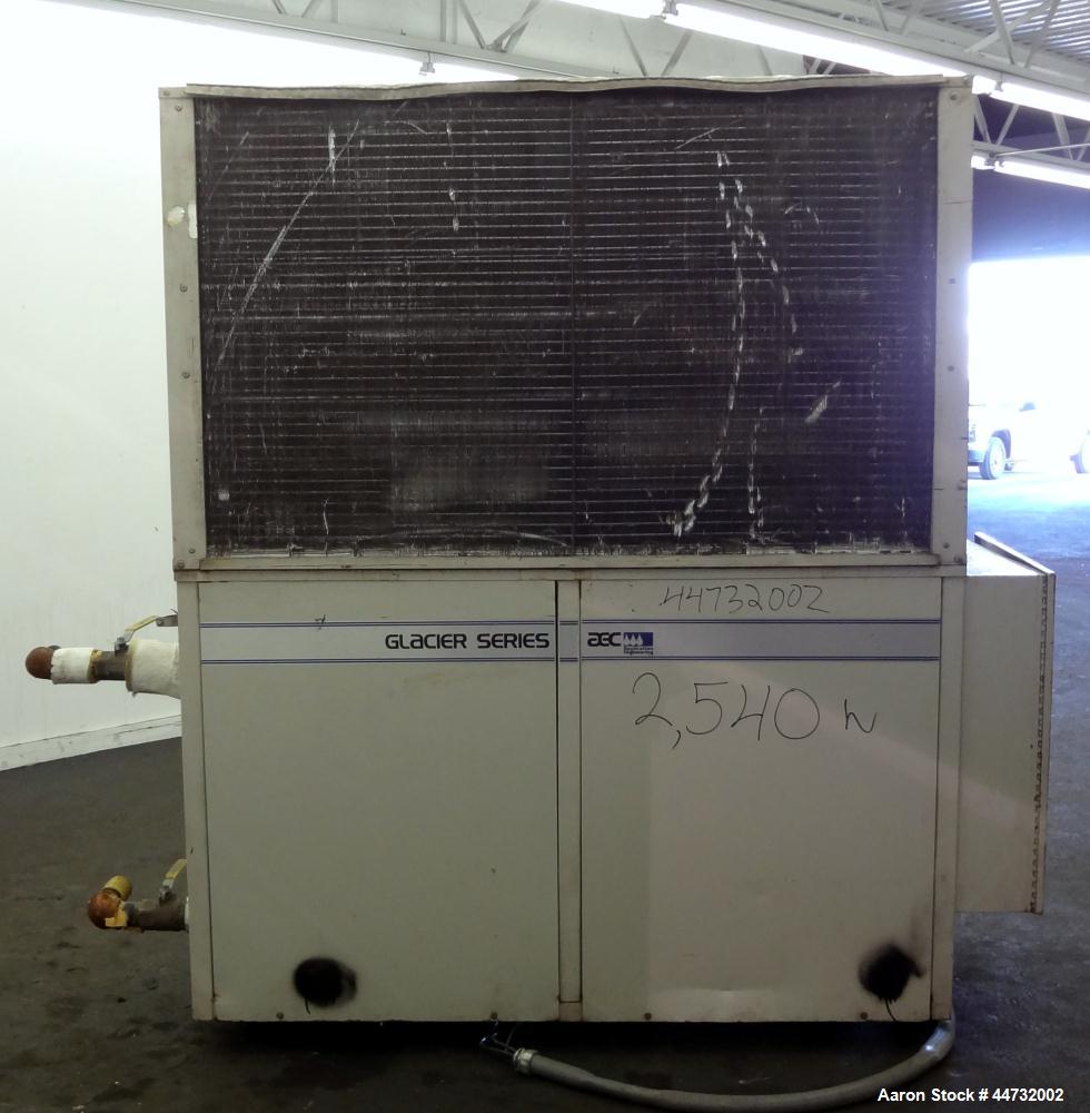 Used AEC Glacier Series Air Cooled Portable Chiller, Model NXGA-30. Cooling capacity 24.1 tons, chilled water 57.9 gallons per minute. Minimum temperature 30 degrees F, maximum temperature 65 degrees...