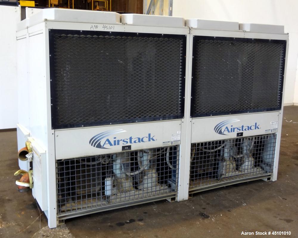 Used Multistack Airstack Air Cooled Packaged Chiller System 60 Total Tons, Consisting Of: (4) Model ASP15A chillers, each 15 tons. Temperature range approximate 40 to 50 degrees F. Each 3/60/460 volt...