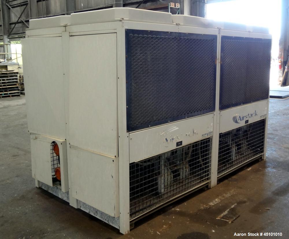 Used Multistack Airstack Air Cooled Packaged Chiller System 60 Total Tons, Consisting Of: (4) Model ASP15A chillers, each 15 tons. Temperature range approximate 40 to 50 degrees F. Each 3/60/460 volt...