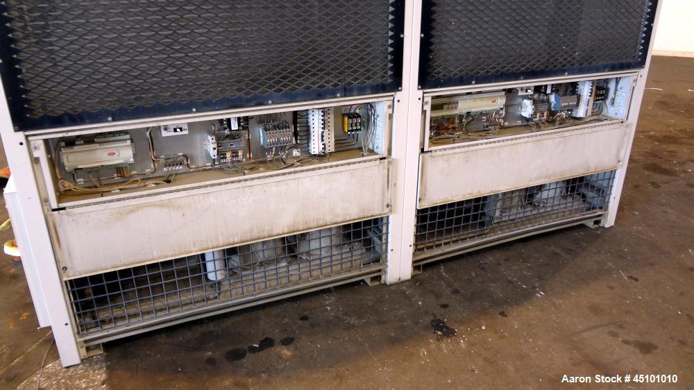 Used Multistack Airstack Air Cooled Packaged Chiller System 60 Total Tons, Consisting Of: (4) Model ASP15A chillers, each 15 tons. Temperature range approximate 40 to 50 degrees F. Each 3/60/460 volt...