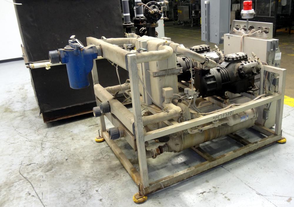 Used Advantage Engineering WPT Series Water Cooled Chiller, Model CC-60WPT-40SRX. Cooling capacity 60 tons. Temperature range 20-60 degrees F., maximum operating pressure 100 psi, heat transfer fluid...
