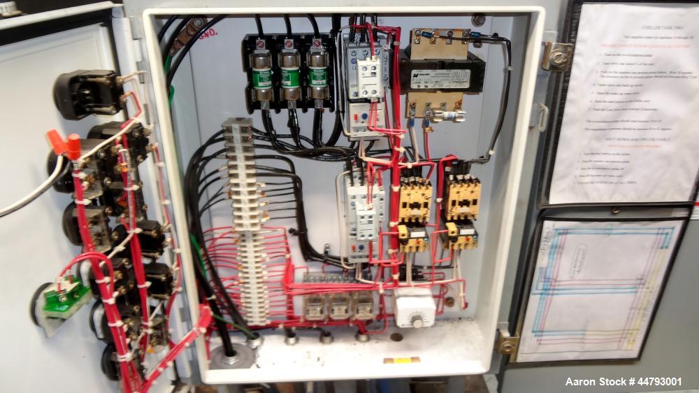 Used Advantage Engineering WPT Series Water Cooled Chiller, Model CC-60WPT-40SRX. Cooling capacity 60 tons. Temperature range 20-60 degrees F., maximum operating pressure 100 psi, heat transfer fluid...