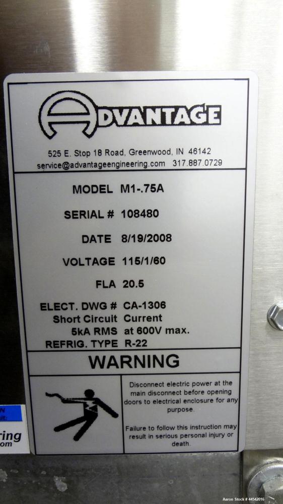 Used Advantage Air Cooled Portable Water Chiller, 0.75 Tons, Model M1-.75A. 1/60/115 Volt. Built 2008.