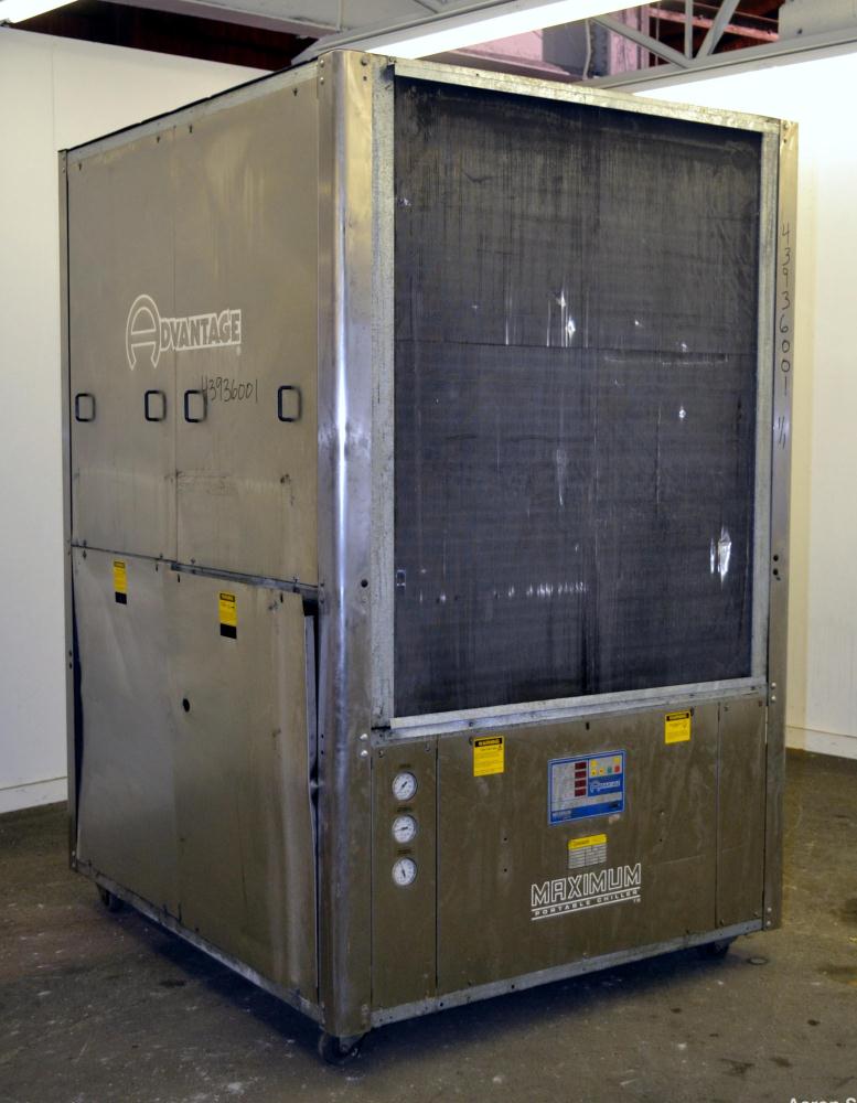 Used Advantage Engineering Maximum Chiller, Model MK-30AM-41HBX, ALT-440/ GPM-72/ PSI-70.Approximately 29 tons, air cooled.Temperature range 48-70 degrees F.3/60/460 volt.Maximum operating pressure 1...