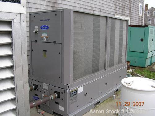 Used Carrier model 30RAN022 Aquasnap Chiller. 16.2 ton capacity, 152 gallon reservoir. 230 volts, 3PH.60HZ.