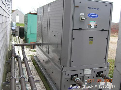 Used Carrier model 30RAN022 Aquasnap Chiller. 16.2 ton capacity, 152 gallon reservoir. 230 volts, 3PH.60HZ.