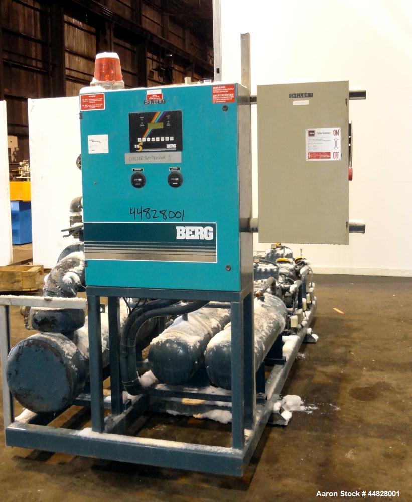 Used Berg Chilling Systems Air Cooled Chiller Package, 48.5 Ton Cooling, Capacity, Model ASR-60-2/1. Consists of: (2) Copelamatic model 6DY-3000TSE-3 semi-hermetic compressors, serial# CCE0112321, CC...