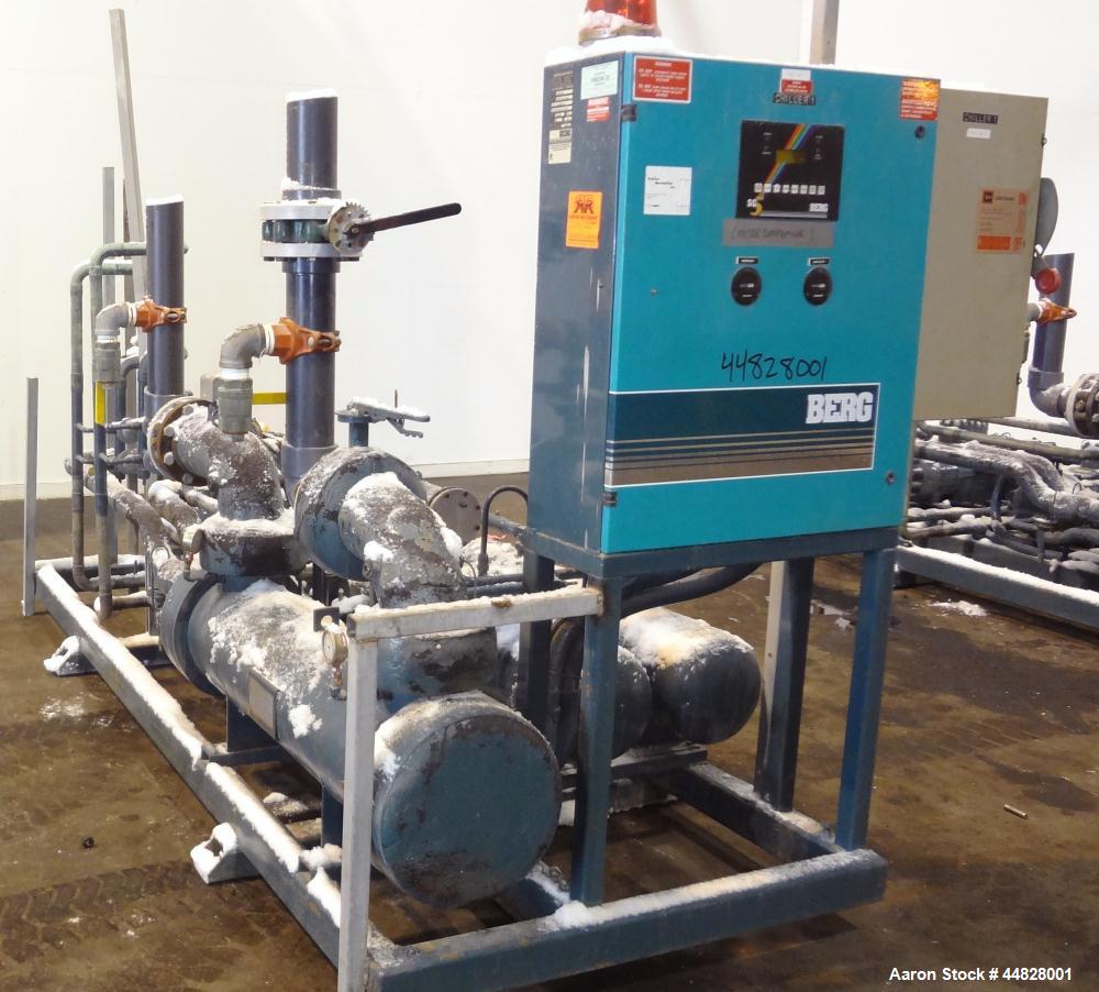 Used Berg Chilling Systems Air Cooled Chiller Package, 48.5 Ton Cooling, Capacity, Model ASR-60-2/1. Consists of: (2) Copelamatic model 6DY-3000TSE-3 semi-hermetic compressors, serial# CCE0112321, CC...