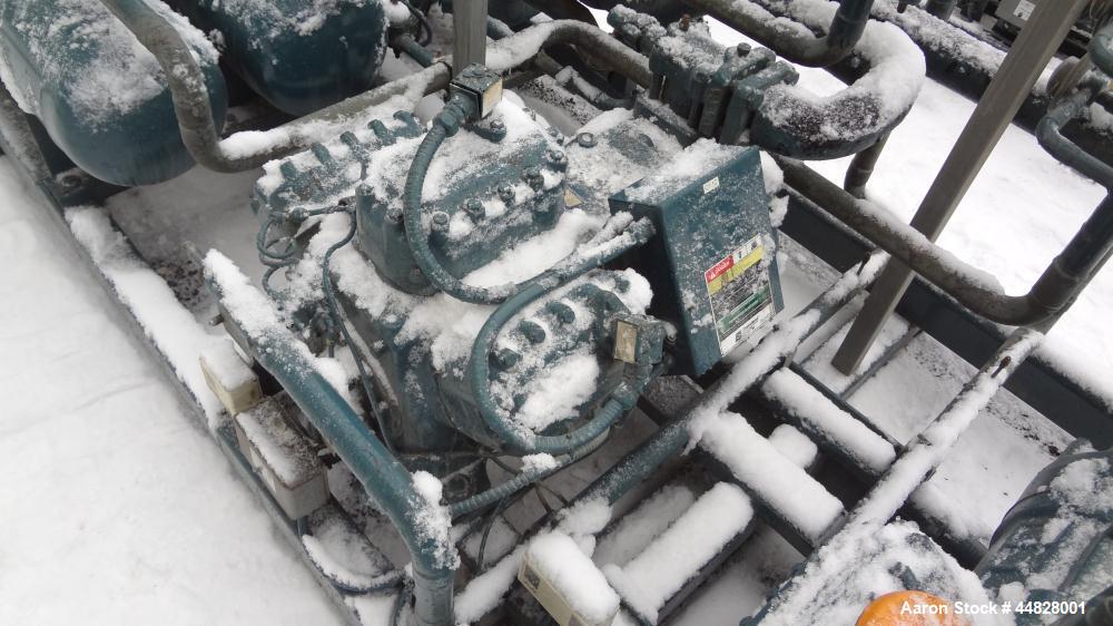 Used Berg Chilling Systems Air Cooled Chiller Package, 48.5 Ton Cooling, Capacity, Model ASR-60-2/1. Consists of: (2) Copelamatic model 6DY-3000TSE-3 semi-hermetic compressors, serial# CCE0112321, CC...