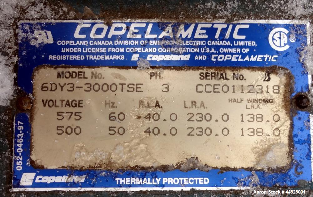 Used Berg Chilling Systems Air Cooled Chiller Package, 48.5 Ton Cooling, Capacity, Model ASR-60-2/1. Consists of: (2) Copelamatic model 6DY-3000TSE-3 semi-hermetic compressors, serial# CCE0112321, CC...