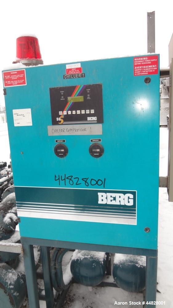 Used Berg Chilling Systems Air Cooled Chiller Package, 48.5 Ton Cooling, Capacity, Model ASR-60-2/1. Consists of: (2) Copelamatic model 6DY-3000TSE-3 semi-hermetic compressors, serial# CCE0112321, CC...
