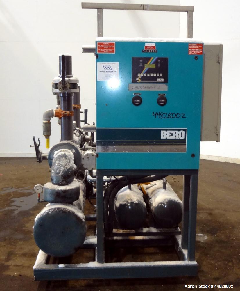 Used Berg Chilling Systems Air Cooled Chiller Package, 48.5 Ton Cooling, Capacity, Model ASR-60-2/1. Consists of: (2) Copelamatic model 6DY-3000TSE-3 semi-hermetic compressors, serial# CCE0112321, CC...