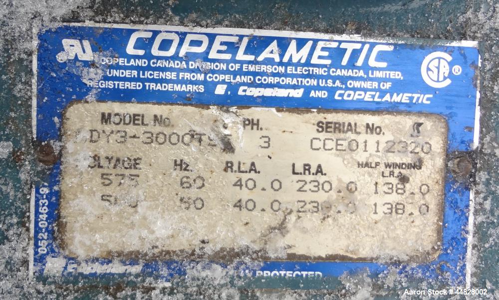 Used Berg Chilling Systems Air Cooled Chiller Package, 48.5 Ton Cooling, Capacity, Model ASR-60-2/1. Consists of: (2) Copelamatic model 6DY-3000TSE-3 semi-hermetic compressors, serial# CCE0112321, CC...