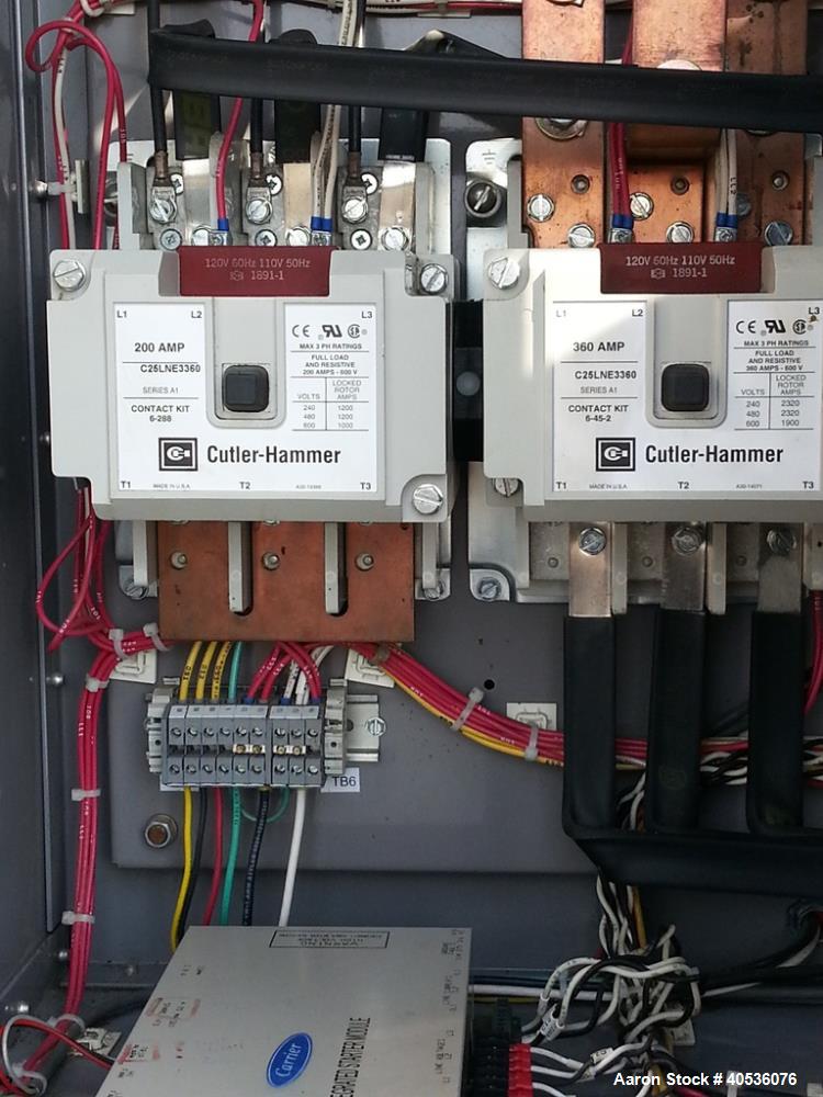 Used Carrier 380 Nominal Ton Water Cooled Centrifugal Chiller, Model 19XR-2222294BHH64. Designed for 460/3/60 volt operation. Includes holding charge only of refrigerant 134a. Mfg. 2008