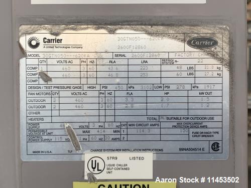 Carrier 50 Ton Air-Cooled Liquid Chiller