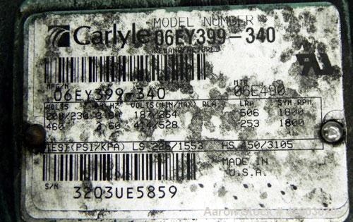 Used Carrier Package Chiller, Model 30HL-060-C-6 SPEC, Approximate 60 Tons. Includes (2) Carlyle compressors, model 06EY399-340, and a model 06ER399300,