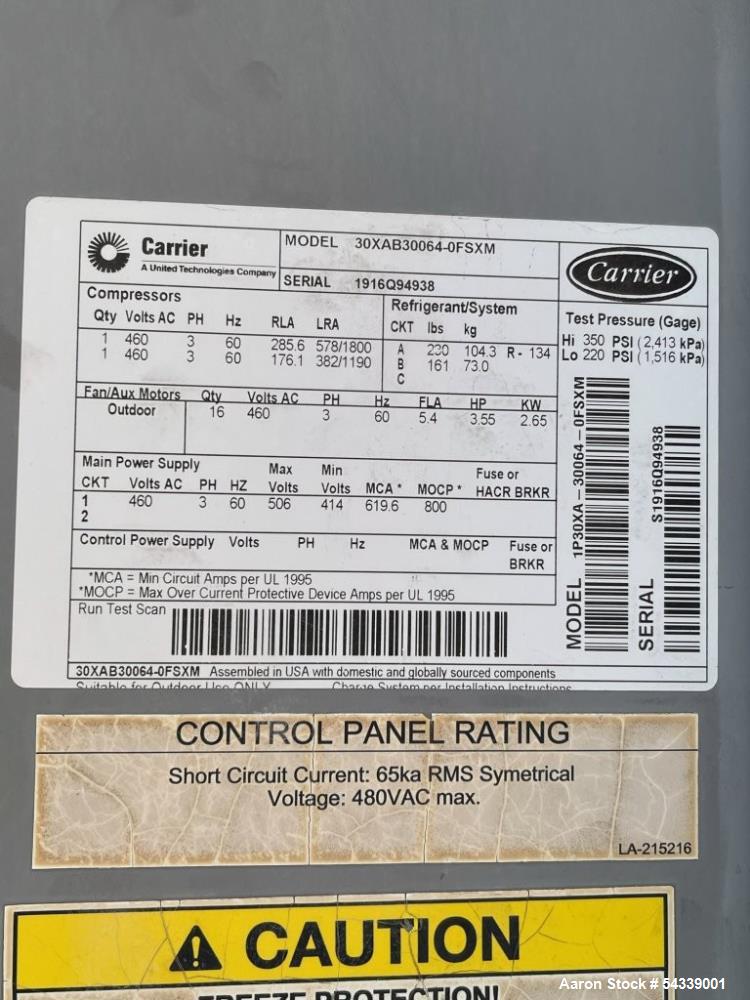 Carrier AquaForce 30XAB300 Air-Cooled Screw Chiller – 300 Ton Industrial Chiller