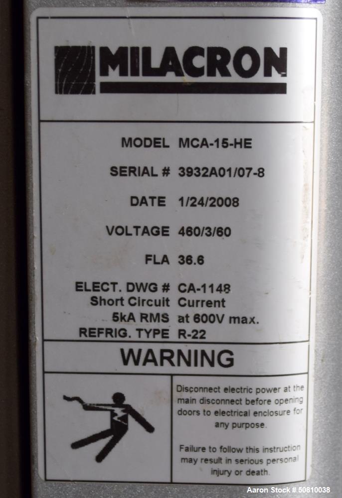 Used Milacron Portable Air Cooled Chiller, Approximate 14.5 Tons, Model MCA-15-