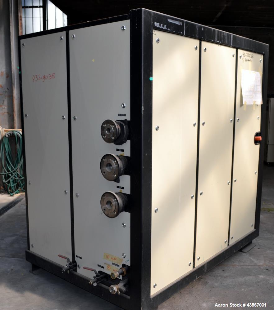 Used Lauda 56kW Secondary Circle Unit Cooler, Type SUK400WII. Temperature range -50 to 200 degrees C. (-58 to 392 F.). 3/50/400 volt. Mounted on casters. Built 2002.