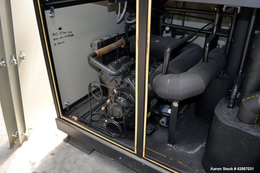 Used Lauda 56kW Secondary Circle Unit Cooler, Type SUK400WII. Temperature range -50 to 200 degrees C. (-58 to 392 F.). 3/50/400 volt. Mounted on casters. Built 2002.