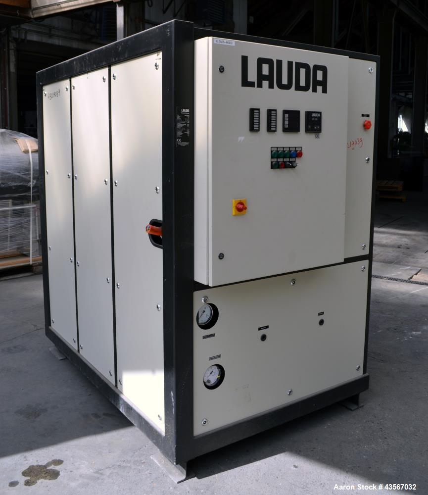 Used Lauda 56kW Secondary Circle Unit Cooler, Type SUK400WII. Temperature range -50 to 200 degrees C. (-58 to 392 F.). 3/50/400 volt. Mounted on casters. Built 2002.