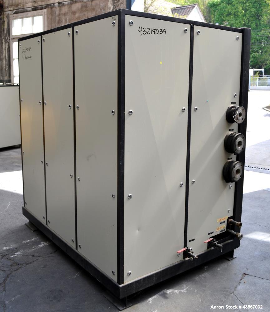 Used Lauda 56kW Secondary Circle Unit Cooler, Type SUK400WII. Temperature range -50 to 200 degrees C. (-58 to 392 F.). 3/50/400 volt. Mounted on casters. Built 2002.