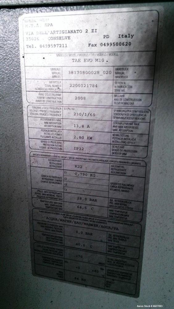 Used 1.25 Ton MTA Air Cooled Chiller, Type TAEevo