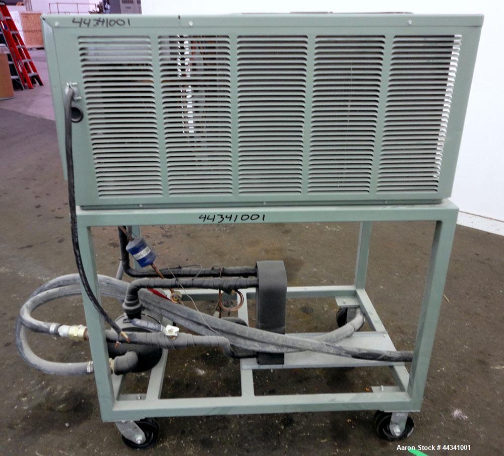 Used Cold Shot Chiller, 2 Tons, Model ACWC-24-ERF. Air cooled, 1/208/230 Volts, 60 hertz. Freon: 2.5# R-22. Includes a 1hp pump. Mounted on a frame with casters.