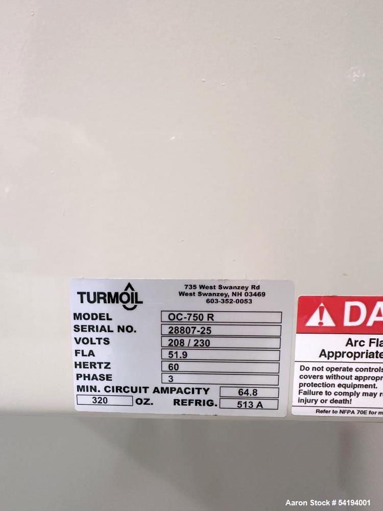 Unused Turmoil Air Cooled Chiller – Model OC-750-R, 7.5 Tons, 90,000 BTU/hr, Closed Loop System