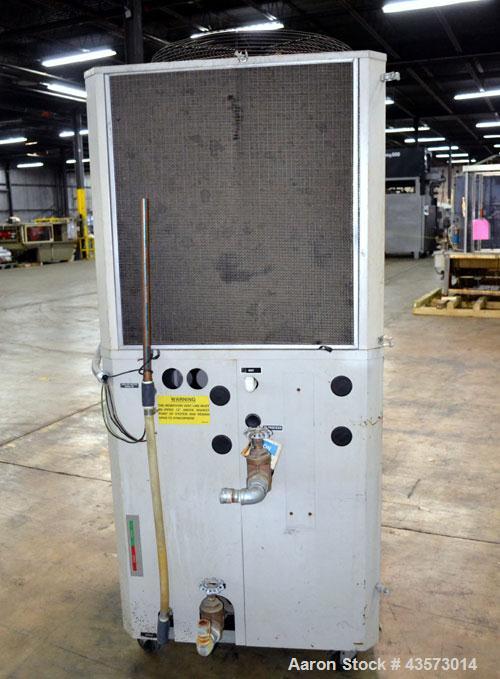Used AEC Model PSA-7.5 Air Cooled Portable Chiller. Cooling capacity 6.6 tons. Temperature range 30-65 degrees F. 11-1/2 Pound charge of R-22 refrigerant. Has a 20 gallon polyethylene reservior. Has ...