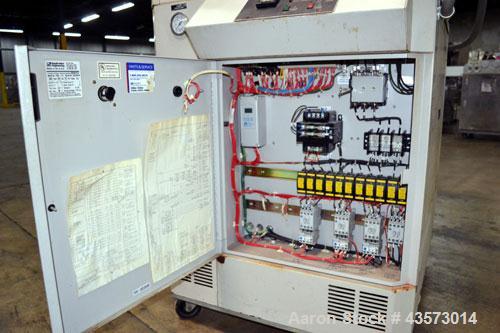 Used AEC Model PSA-7.5 Air Cooled Portable Chiller. Cooling capacity 6.6 tons. Temperature range 30-65 degrees F. 11-1/2 Pound charge of R-22 refrigerant. Has a 20 gallon polyethylene reservior. Has ...
