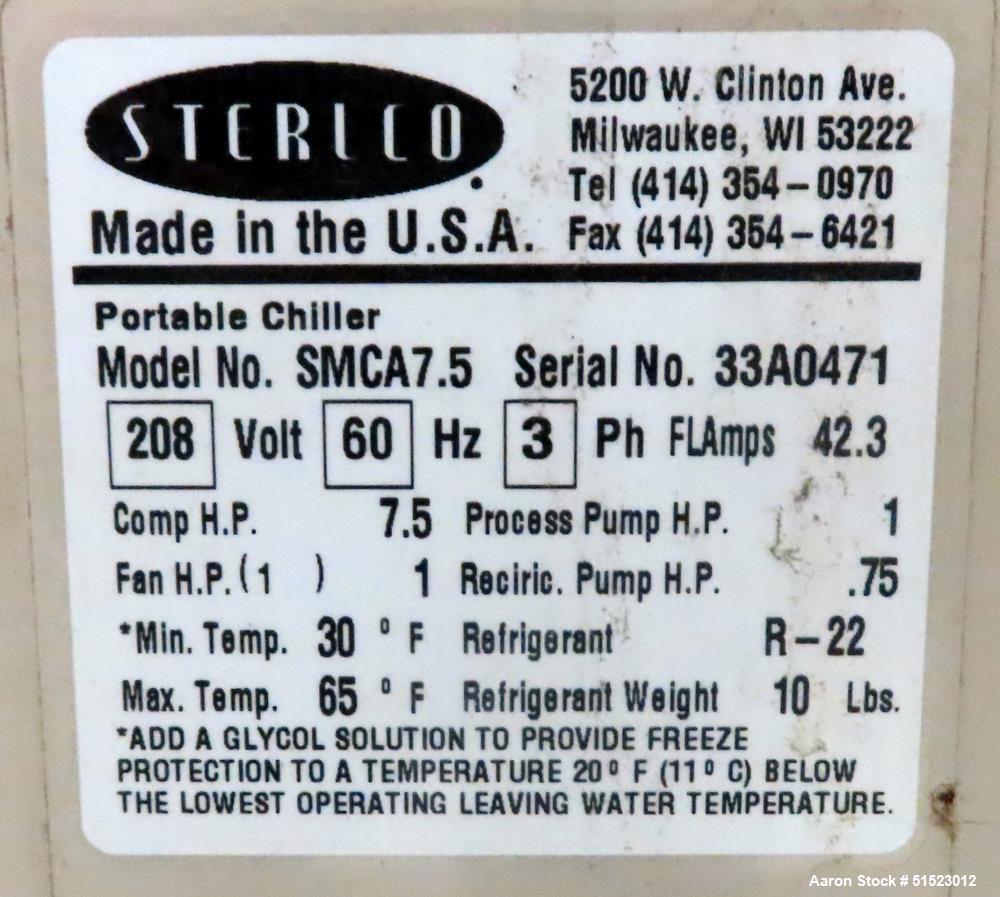 Used Sterlco Portable Air Cooled Packaged Chiller